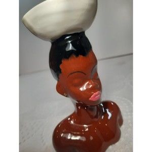 Vintage Black African Woman Head Vase